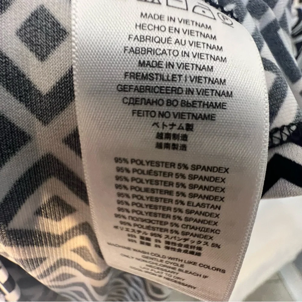 Michael Kors Dress Black & White Sheath Geometric Print  Dolman 3/4 Sleeves S